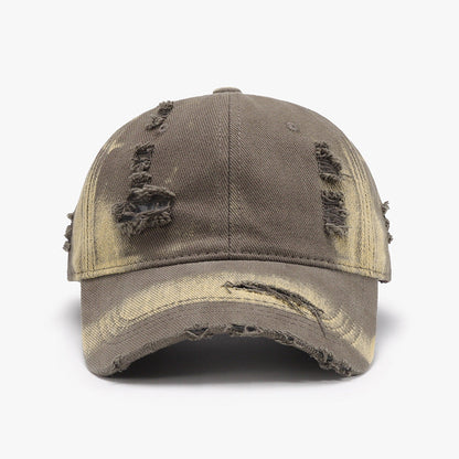 Distressed adjustable cotton baseball cap - mocha / one size - distressed adjustable cotton baseball cap
