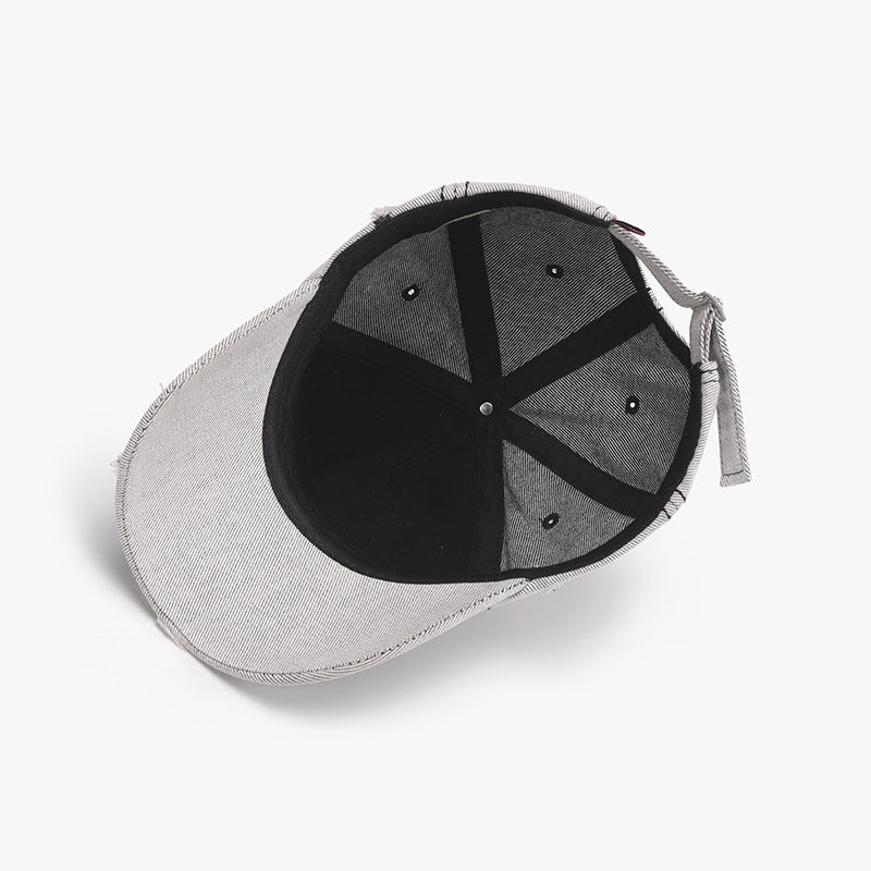 Distressed letter embroidered baseball cap - distressed letter embroidered baseball cap
