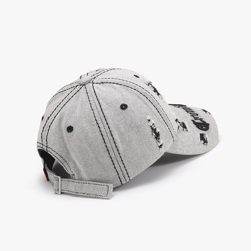 Distressed letter embroidered baseball cap - distressed letter embroidered baseball cap