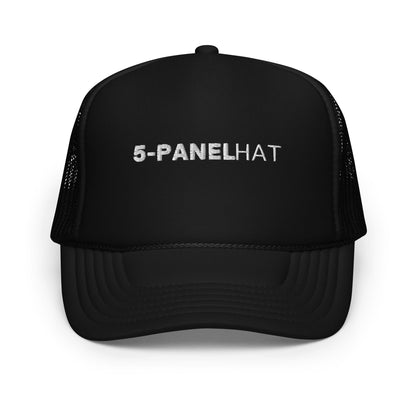 Embroidered foam 5-panel trucker hat - black - trucker hats