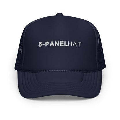 Embroidered foam 5-panel trucker hat - navy - trucker hats