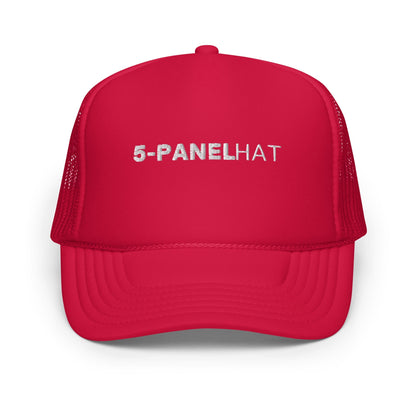 Embroidered foam 5-panel trucker hat - red - trucker hats