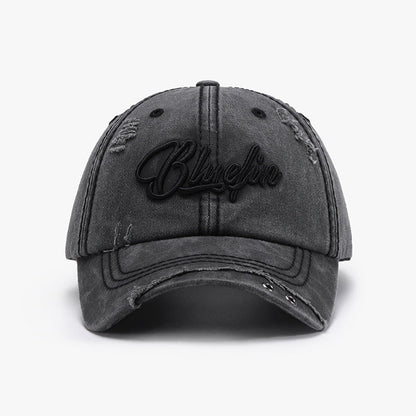 Embroidered letter cotton baseball cap - black / one size - embroidered letter cotton baseball cap