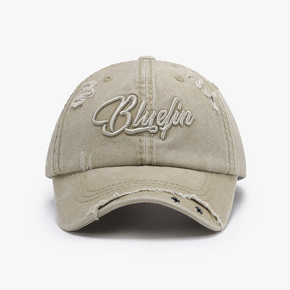Embroidered letter cotton baseball cap - khaki / one size - embroidered letter cotton baseball cap
