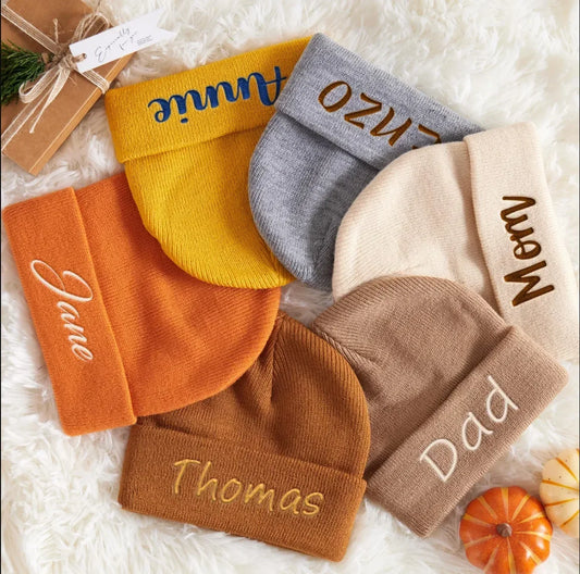 Embroidered personalized baby beanie hat - custom name - kids hats