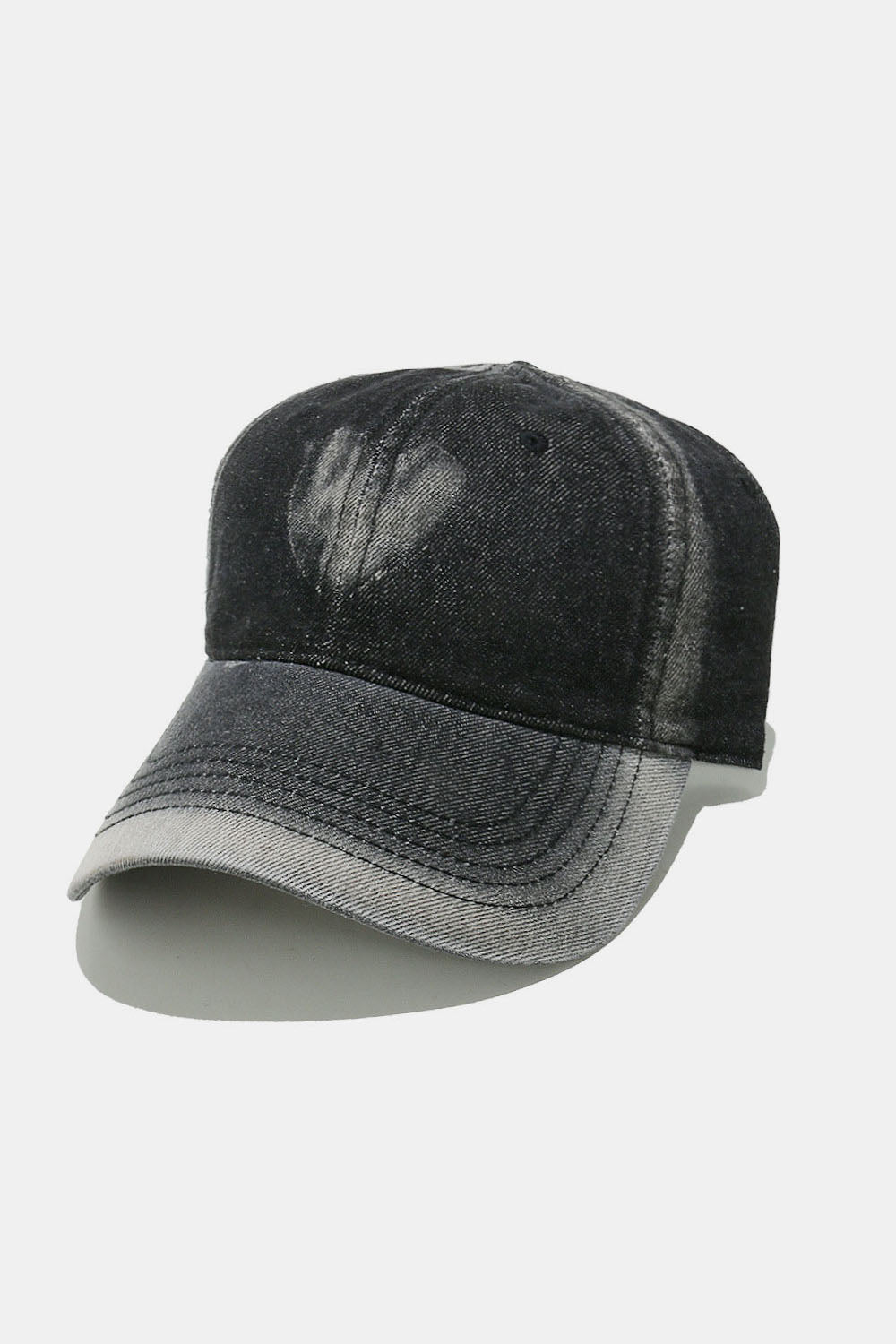 Heart cotton baseball cap - black / one size - heart-themed cotton baseball cap