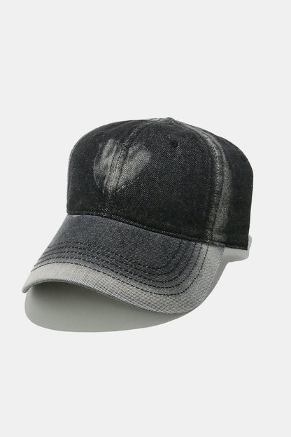 Heart cotton baseball cap - black / one size - heart-themed cotton baseball cap
