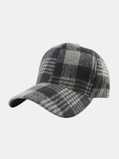 Plaid adjustable cotton baseball cap - black / one size - adjustable cotton baseball cap