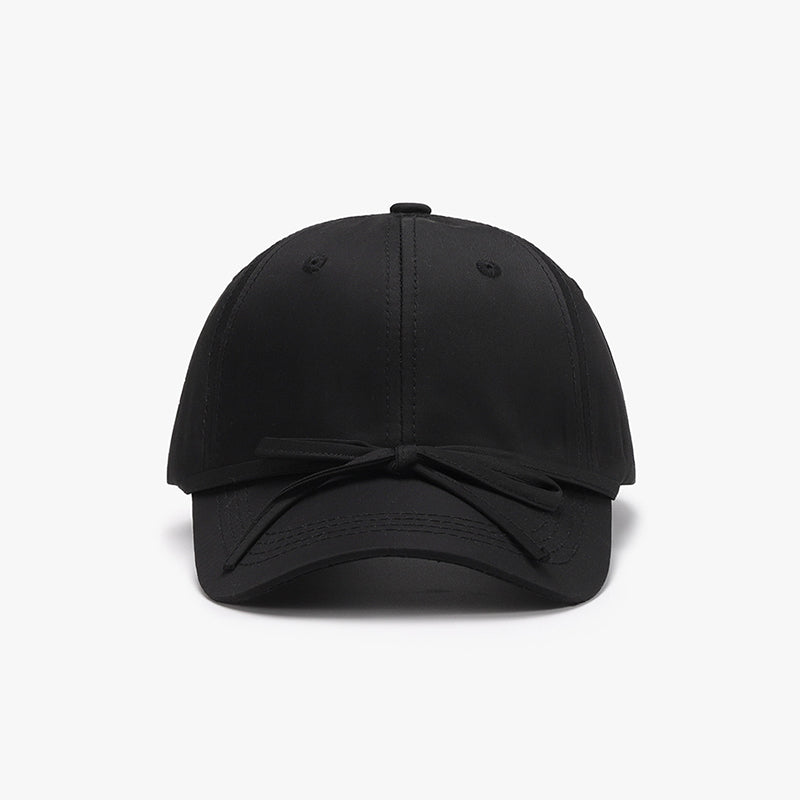 Tied bow cotton baseball cap - black / one size - tied bow cotton baseball cap