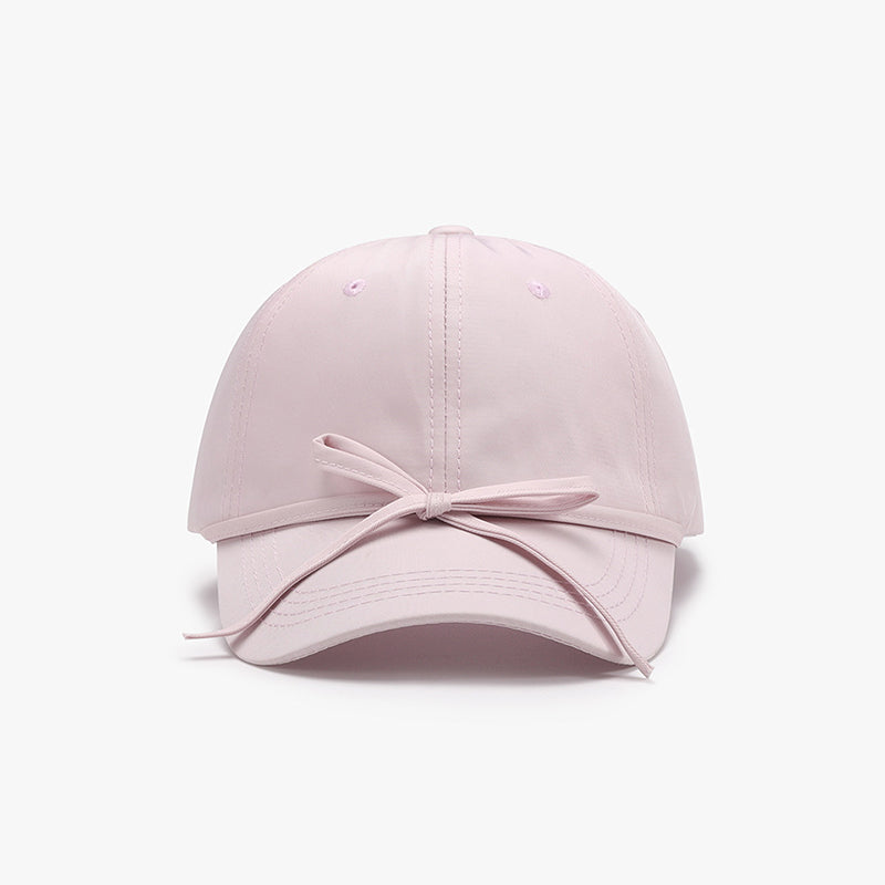 Tied bow cotton baseball cap - blush pink / one size - tied bow cotton baseball cap