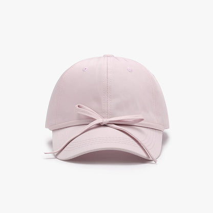 Tied bow cotton baseball cap - blush pink / one size - tied bow cotton baseball cap