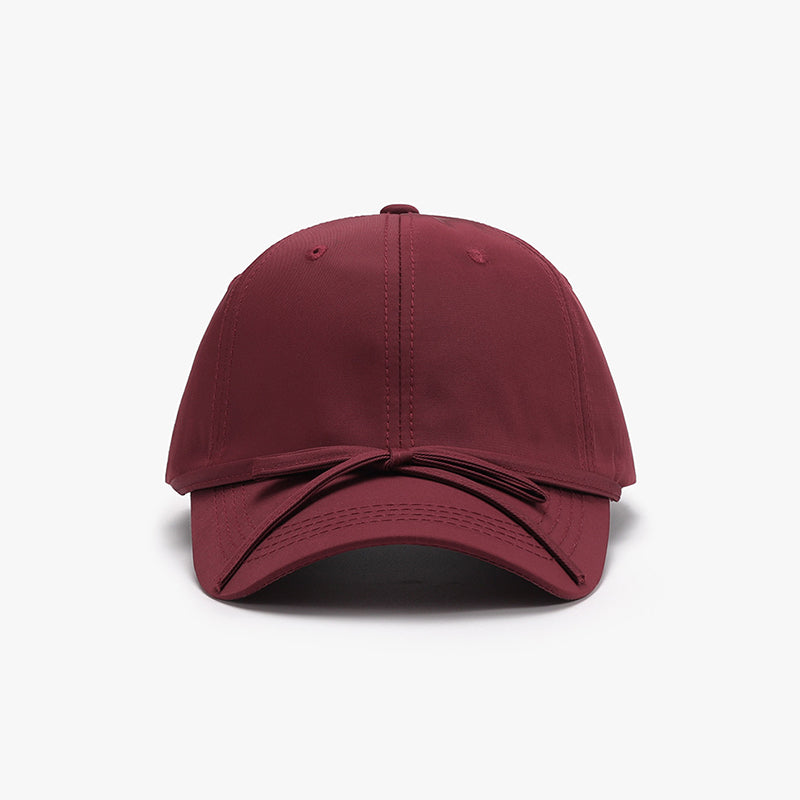 Tied bow cotton baseball cap - burgundy / one size - tied bow cotton baseball cap