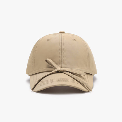 Tied bow cotton baseball cap - tan / one size - tied bow cotton baseball cap
