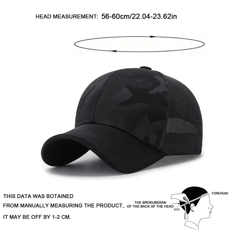 Unisex light plate camouflage breathable baseball net caps spring and autumn outdoor adjustable casual hats sunscreen