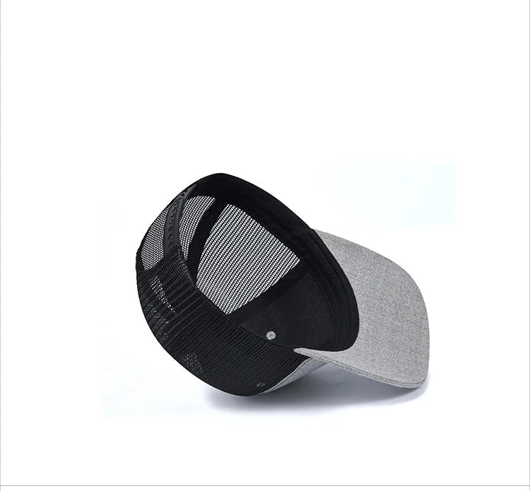 Unisex snapback baseball cap hip hop hats flat bill slightly curved trucker adjustable men women - gray black