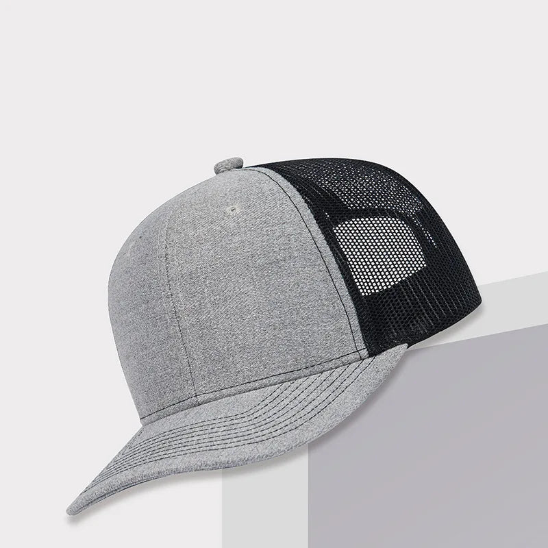 Unisex snapback baseball cap hip hop hats flat bill slightly curved trucker adjustable men women - gray black