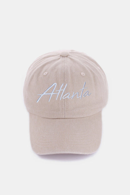Zenana washed atlanta embroidered baseball cap - atlanta ash mocha / one size - zenana washed atlanta embroidered