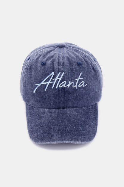 Zenana washed atlanta embroidered baseball cap - atlanta navy / one size - zenana washed atlanta embroidered baseball