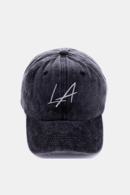 Zenana washed embroidered city baseball cap - la black / one size - zenana washed embroidered city baseball cap